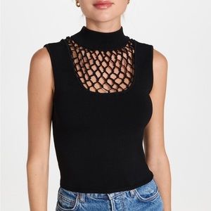 Staud top. Lightweight knit, ribbed mock neck.